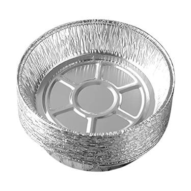 Imagem de 50 Placas Descartáveis ​​da Folha de Alumínio Dos Pces 9 Polegada, Panelas Redondas da Torta da Folha de Lata, para Fritadeiras de Ar que Assam o Armazenamento de Cozimento (Prata)