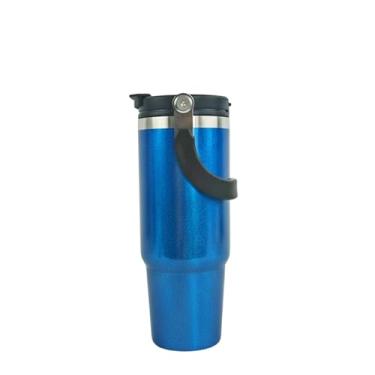 Imagem de Copo Térmico com Canudo Tampa e Alça 900ml, Cops Garrafas Termico para viagem vácuo dupla camada aço inoxidável, Caneca Termica Cafe Água Chá,Presente, Fitness Barganha Mix (p2000Azul Escuro)
