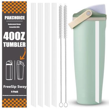 Imagem de 4 canudos de substituição para garrafa de água Owala FreeSip Sway 1,134 g, canudos de plástico reutilizáveis com 2 escovas de limpeza para copo de viagem de 1,134 g, acessórios para garrafa esportiva