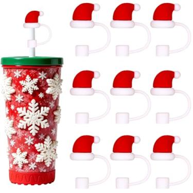 Imagem de HATOTO Capas de palha Stanley de Natal para Stanley Cup, topos de palha de inverno 3D para Stanley, topo de silicone de grau alimentício de desenho animado, tampa de canudos reutilizáveis de Natal