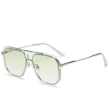 Imagem de Óculos de sol quadrados da moda, femininos, tendência, luxo, armação grande, masculino, ar livre, viagem, direção, UV400 (verde, gradiente verde)
