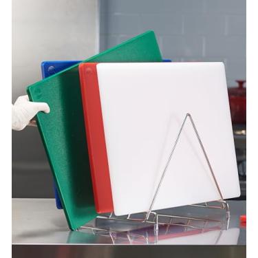 Imagem de CURTA Kit de tábua de corte flexível multicolorida NSF 50,8 cm x 35,5 cm x 1/5.1 cm com rack de armazenamento de aço inoxidável, placa de corte de plástico codificada por cores com superfície