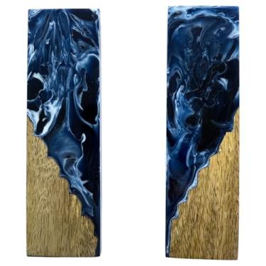 Imagem de Malayan Products | Espaços em branco de resina de madeira híbrida, lâminas de cabo de faca de madeira de manga acrílica, material de artesanato (redemoinho marinho)