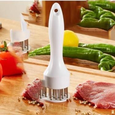 Imagem de Amaciador de carne, 21 lâminas para carne bovina, bife, vitela, porco, ferramenta de cozinha profissional para melhor sabor e textura, ideal para chefs domésticos e entusiastas da culinária, branco