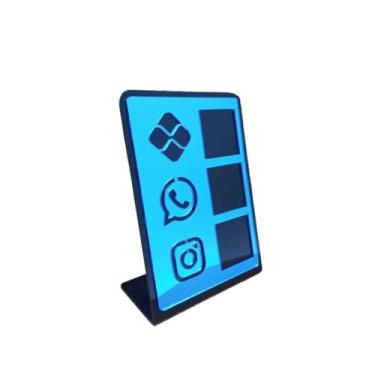 Imagem de Placa Pix Display em Plastico PS Mesa Balcão PIX Zap Instagram Interativo (ECONÔMICO)(Preto & Azul)