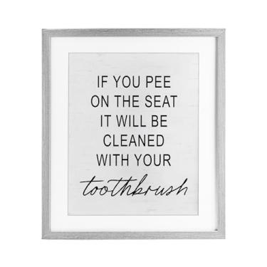 Imagem de Stupell Industries Impressão emoldurada branca Sassy Clean With Toothbrush Warning Under Glass, design by Lettered and Lined, 16 x 13