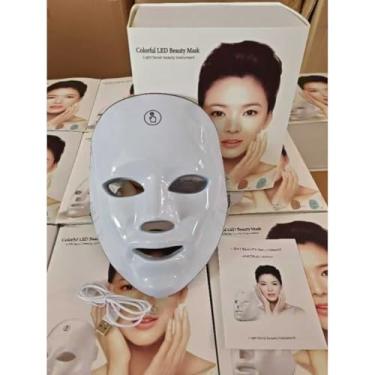 Imagem de Máscara Facial LED 7 Cores, Fototerapia Recarregável USB, Tratamento de Rejuvenescimento, Clareamento e Redução de Poros, com Luz Vermelha, Azul, Verde, Amarela, Roxa, Laranja e Ciano