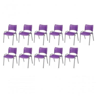 Imagem de Cadeira Iso Base Cinza, Igreja, Escola, Escritório -violeta Kit 11 Peças