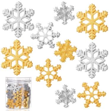 Imagem de WILLBOND 50 peças mini floco de neve para artesanato minúsculo floco de neve de resina pequena decoração de enfeite de neve de plástico de Natal com caixa de armazenamento para decoração de festa de