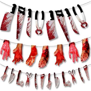 Imagem de Conjunto de banners de aniversário com tema de filme de terror para decoração de Halloween em ambientes internos e externos