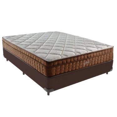 Imagem de Cama Box Casal E Colchão Ortopédico Anjos Star Molas - Marrom