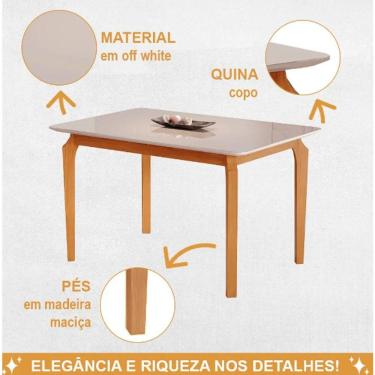 Imagem de Mesa Alegra 4 Cadeiras Jade 1,20 Linho Jcm - Cinamomo/off
