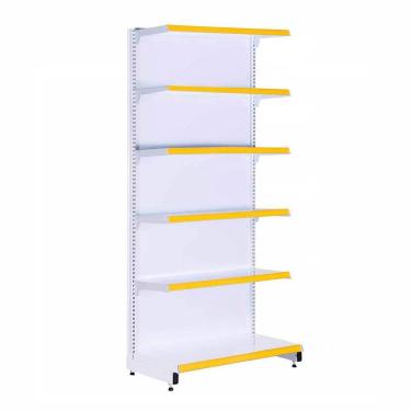 Imagem de Gôndola Prateleira Supermercado 6 Níveis 40x30 New Plus 2,00m Parede Inicial Amarelo Sa Gôndolas