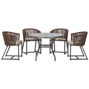 Imagem de Mesa Com 4 Cadeiras E Noronha Estofado 6 Trama  Marrom