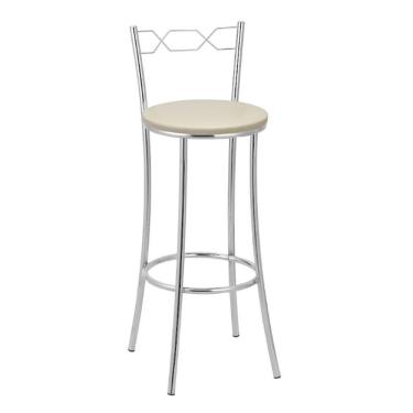 Imagem de Banqueta Alta Cromada Bc51/a A101 Treparoni Bege Claro