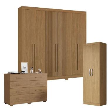 Imagem de Guarda Roupa Casal 2030230 Com Multiuso New 2000192 E Cômoda 2014148 Atacama - Aramóveis