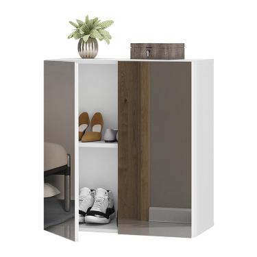 Imagem de Sapateira 2 Portas Suspensa Com Espelho Nina Multimóveis V6011 Branca Branco