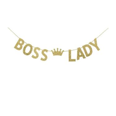 Imagem de SNFHWL Banner Boss Lady, placa de festa de chá de bebê, bandeira de festa reveladora de gênero, decorações de festa de aniversário para meninas, rainha, mulheres, senhoras, suprimentos para pendurar