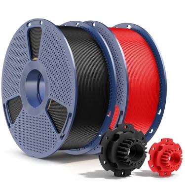 Imagem de SUNLU Filamento de impressora 3D PETG 1,75 mm, 1 kg x 2, preto + vermelho