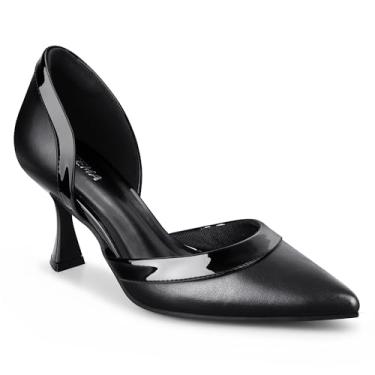 Imagem de DIFEMA Salto gatinho feminino fechado bico fino sapato social festa casamento trabalho, Preto, 39