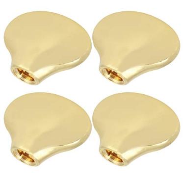 Imagem de POENVFPO Tampa de Pino de Afinação, Botões de Substituição de Rabo de Peixe de Liga de Zinco para Cabeças de Máquinas de Ukulele e Baixo, Conjunto de 4 Peças Com Arruelas e Parafusos, Design (Ouro)