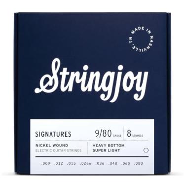 Imagem de Stringjoy Cordas de guitarra elétrica Níquel assinatura de 8 cordas HVY98, (Medidor super leve inferior pesado - 9-80)