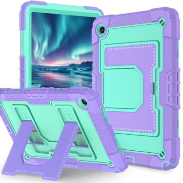 Imagem de Lunivop Capa para tablet compatível com Samsung Galaxy Tab A11 Plus, capa /A9 Plus, 28 cm, com suporte integrado, capa protetora resistente para Samsung Tab A11+ Plus/A9 Plus, roxo e verde