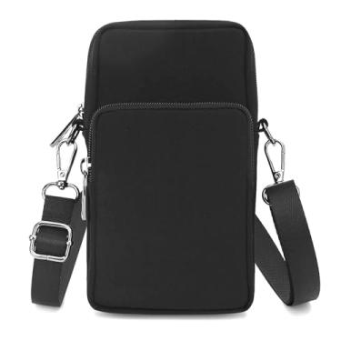 Imagem de BBORGDC Bolsa de telefone, bolsas transversais pequenas para mulheres, bolsa de ombro de nylon, design original, estrutura 3D em camadas, estilo boho, preta, viagem diária, presente para meninas