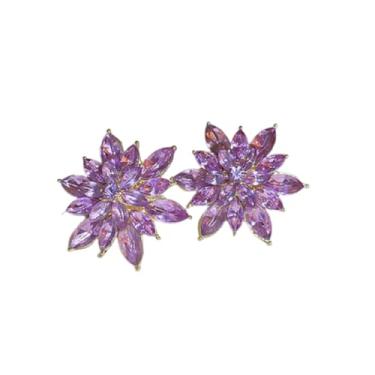 Imagem de Brincos de flor de cristal cintilante, minimalistas, elegantes, cintilantes, zircônia cúbica, strass, margarida, girassol, floral, brincos para festa de casamento, bijuteria para mulheres, Liga de aço