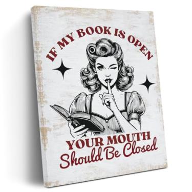 Imagem de Presentes retrô para amantes de livros presentes para mulheres leitoras arte de parede em tela decoração de parede, leitura estética retrô impressão emoldurada pôster arte para escritório, casa