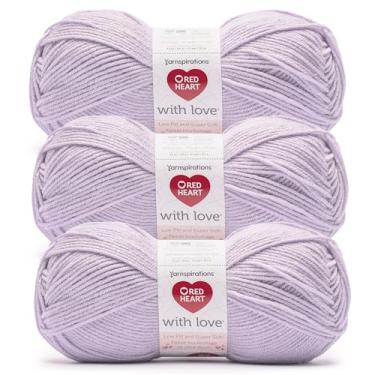Imagem de Red Heart Fio de lavanda Dreams da Love Low Pill – Pacote com 3 unidades de 100 g – 100% acrílico de baixo teor de comprimidos – #4 penteado (médio) – 170 metros – Tricô/crochê