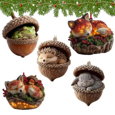 Imagem de Enfeite de árvore de Natal - Decoração plana de acrílico 2D - Enfeites de Natal de animais | para família, amigos, prateleira, janela, mesa, sala de estar, férias, casa, parede, feriado