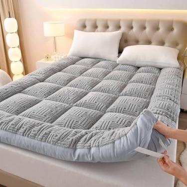 Imagem de Yadlan Colchão de futebol japonês, tatami grosso, portátil e dobrável, para acampar ao ar livre, em interiores e carro de convidados, para um sono reparador cinzento, 150 x 200 cm