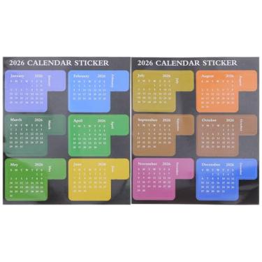 Imagem de DIYEAH Adesivos de calendário anual 2026, guias de índice, organizadores de agenda mensal coloridos, marcadores de página para cadernos, diários, 1 conjunto