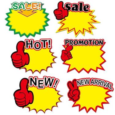 Imagem de LinQuick 60 peças de cartões Burst Star, cartolina preta, 18 x 14 cm, para varejo, venda de garagem, suprimentos de venda de quintal