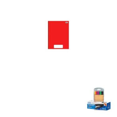 Imagem de Kit Caderno Brochura Capa Dura PEPPER Vermelho 80 Folhas + Caneta Point 88 Fineliner 10 Cores + Grampeador Metallic C-15