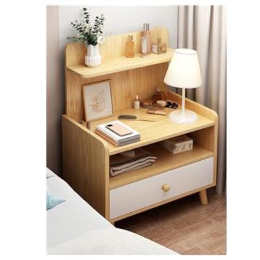 Imagem de SPXMQSS Mesa de cabeceira, mesa de cabeceira com gavetas e prateleiras de armazenamento, mesa lateral de cama para quarto, sofá, mesa de cabeceira para quarto, sala de estar, 40 x 34 x 70 cm, marrom