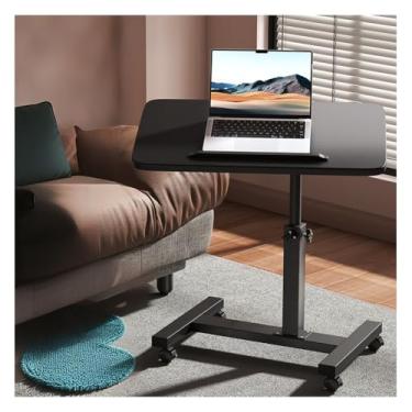 Imagem de SPXMQSS Mesas de pé com rodas, mesa de pé ajustável em altura, multifuncional, mesa para laptop, mesa de cama inclinável para casa, escritório, preta