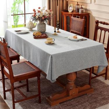 Imagem de Wuluwala Toalha de mesa cinza para mesas de jantar, toalha de mesa texturizada de linho, toalha de mesa de tecido resistente, estilo casa de fazenda, capa de mesa retangular para sala de estar, festa
