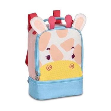 Imagem de Lancheira Térmica Infantil Escolar de Costas Girafa, Poliéster, Rosa, 19x11x23cm, Compartimento Térmico, Estilo Infantil