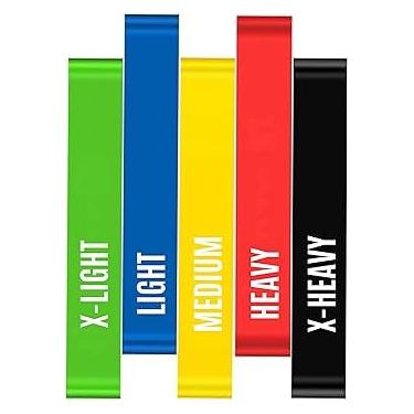Imagem de Kit 5 Faixas Elásticas Para Exercícios, Multifuncional, Yoga, Fisioterapia e Treino