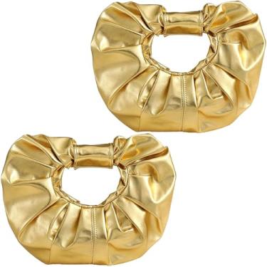 Imagem de JehaYu Bolsa feminina dourada com 2 peças, bolsa de mão para noite, bolsas de mão douradas, pequenas bolsas de mão elegantes para mulheres, festas noturnas, presentes de casamento