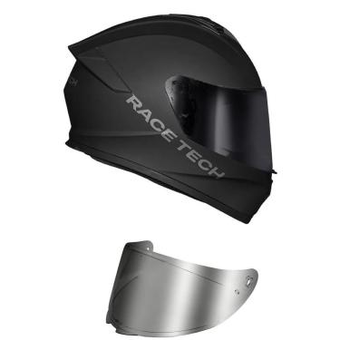 Imagem de Capacete Race Tech Hit Monocolor Preto Fosco Mais Viseira Prata-Masculino