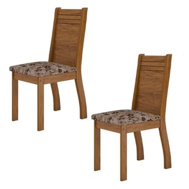 Imagem de Conjunto 2 Cadeiras Estofadas Imbuia E Mascavo Napoli Viero