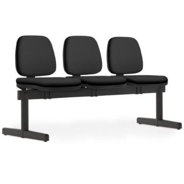 Imagem de Cadeira Longarina 3 Lugares Recepção Sala De Espera Work F02 Crepe Preto - Lyam Decor