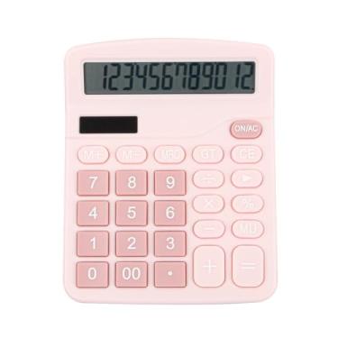Imagem de Calculadora de materiais de escritório, fonte de alimentação dupla, computador de exibição grande de 12 dígitos para contabilidade, rosa