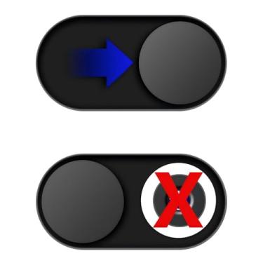 Imagem de JiSiTeCai Capa deslizante para webcam [2 unidades], metal fino de 0,02 polegadas + capa magnética para webcam para MacBook Pro, iMac, laptop, PC, iPad Pro, iPhone, para sua privacidade visual [Preto]