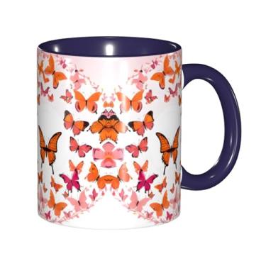 Imagem de Zeraoke Canecas de café criativas com estampa de borboletas, personalizadas, presente para a família, tamanho de 325 ml, unissex