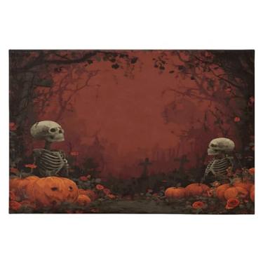 Imagem de CEBUGI Tapete de área 60 x 90 cm macio lavável tapete antiderrapante com suporte de borracha tapetes de área de fundo de Halloween para sala de estar, quarto, decoração de casa
