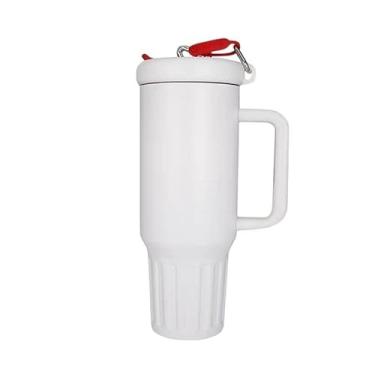 Imagem de Copo Térmico com Tampa 2 em 1 (Bico e Canudo) - 2 Formas de Beber, Design Moderno, Isolamento Térmico, Cores Vibrantes - Para Academia, Trabalho e Viagens (Branco Com Vermelho)